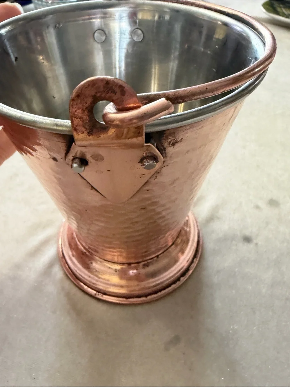 Hand-Hammered Copper Mini Bucket - Picture 6 of 7